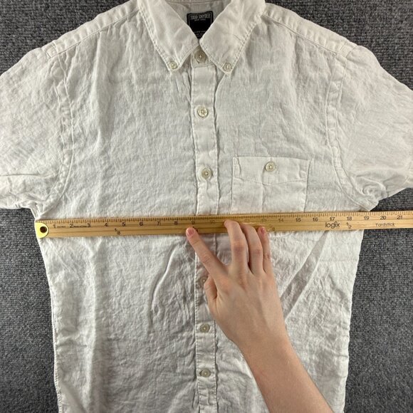 Todd Snyder White Button Up Shirt Men Short Sleeve All Linen Small Portugal - Picture 8 of 15
